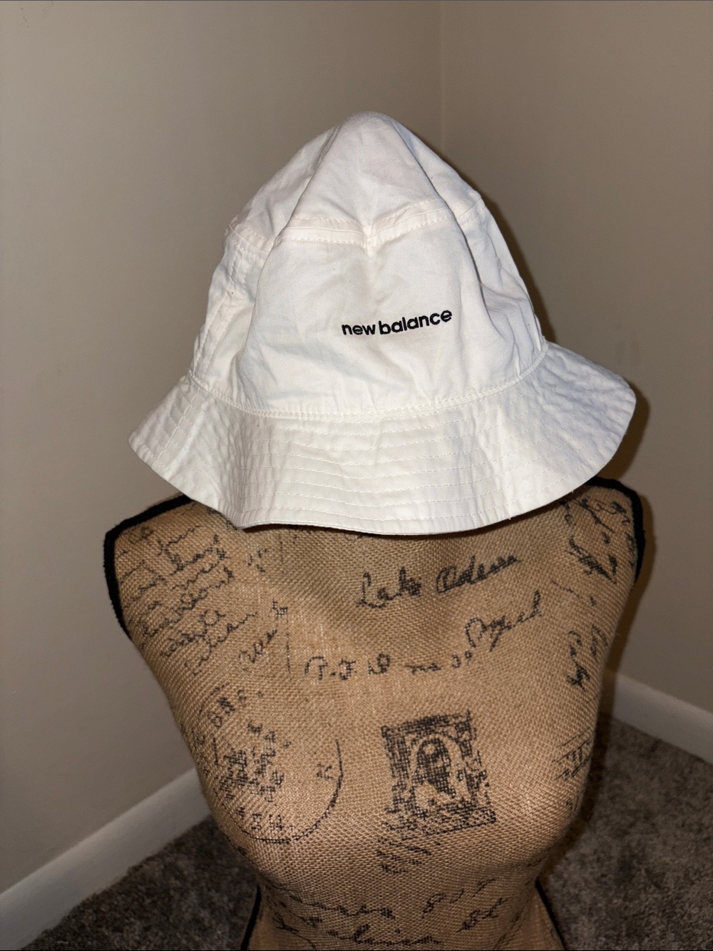 New Balance White Embroidered Logo Bucket Hat